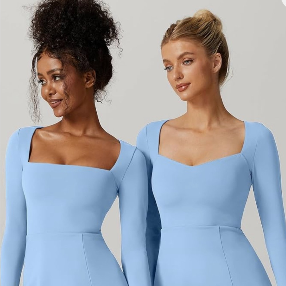Square Neck slit Mini Dress